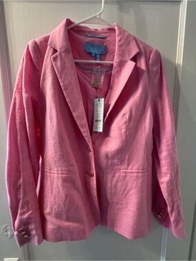 NWT Draper James Pink Linen-Blend Blazer